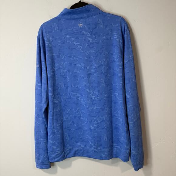 Peter Millar Men's Perth Quarter Zip Pullover Tropical Camo Blue Large Golf - Picture 4 of 10